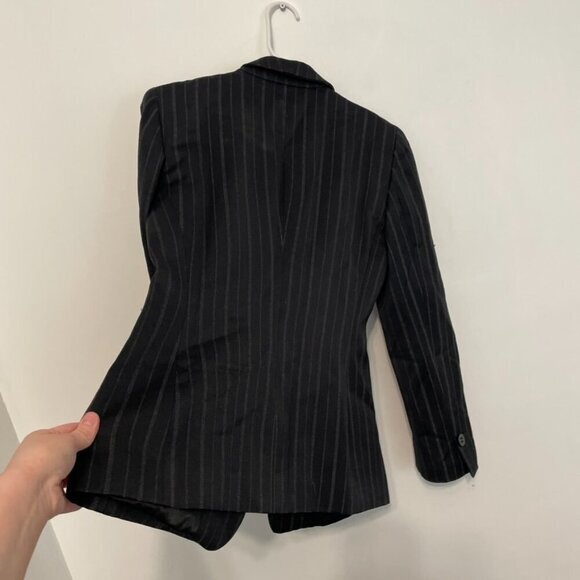 VINTAGE VTG ARMANI COLLEZIONI Black White Vertical Pinstripe WOOL Blazer Jacket - Picture 11 of 16